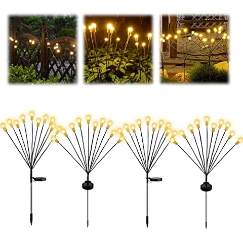Carseatty Firefly Solar Lights Outdoor, 10LED Bulbs 4 Pack Solar Powered Warm Light Waterproof Swaying Lights for Yard Home Parties Wedding Cover