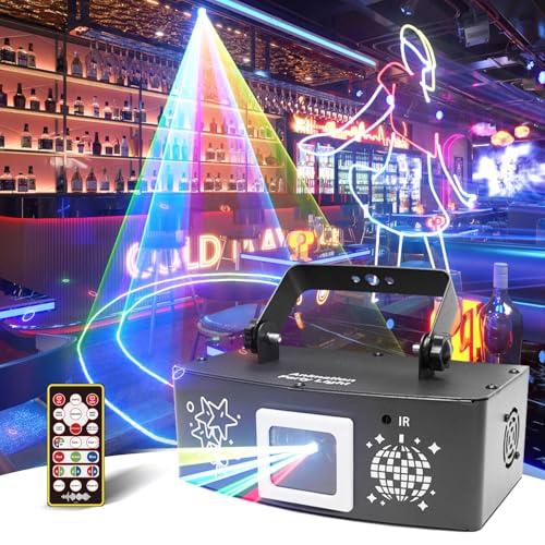 Image of 3D Animated RGB Laser DJ Light - Full-Color Scanning Beams, 200+ Patterns, 15K High-Speed Scanner, Pattern Size Control, Sound Activated DMX512 & Remote for Clubs, DJs & Parties | Flashback Events