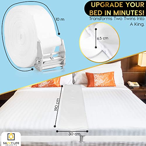 Savvy Life Selects Bed Bridge Connector (Ultra Wide) 12 Inch Non-Slip Design | Adjustable Mattress Connector | Twin To King Converter Kit | 25D Memory Foam Mattress Extender | Storage Bag Included
