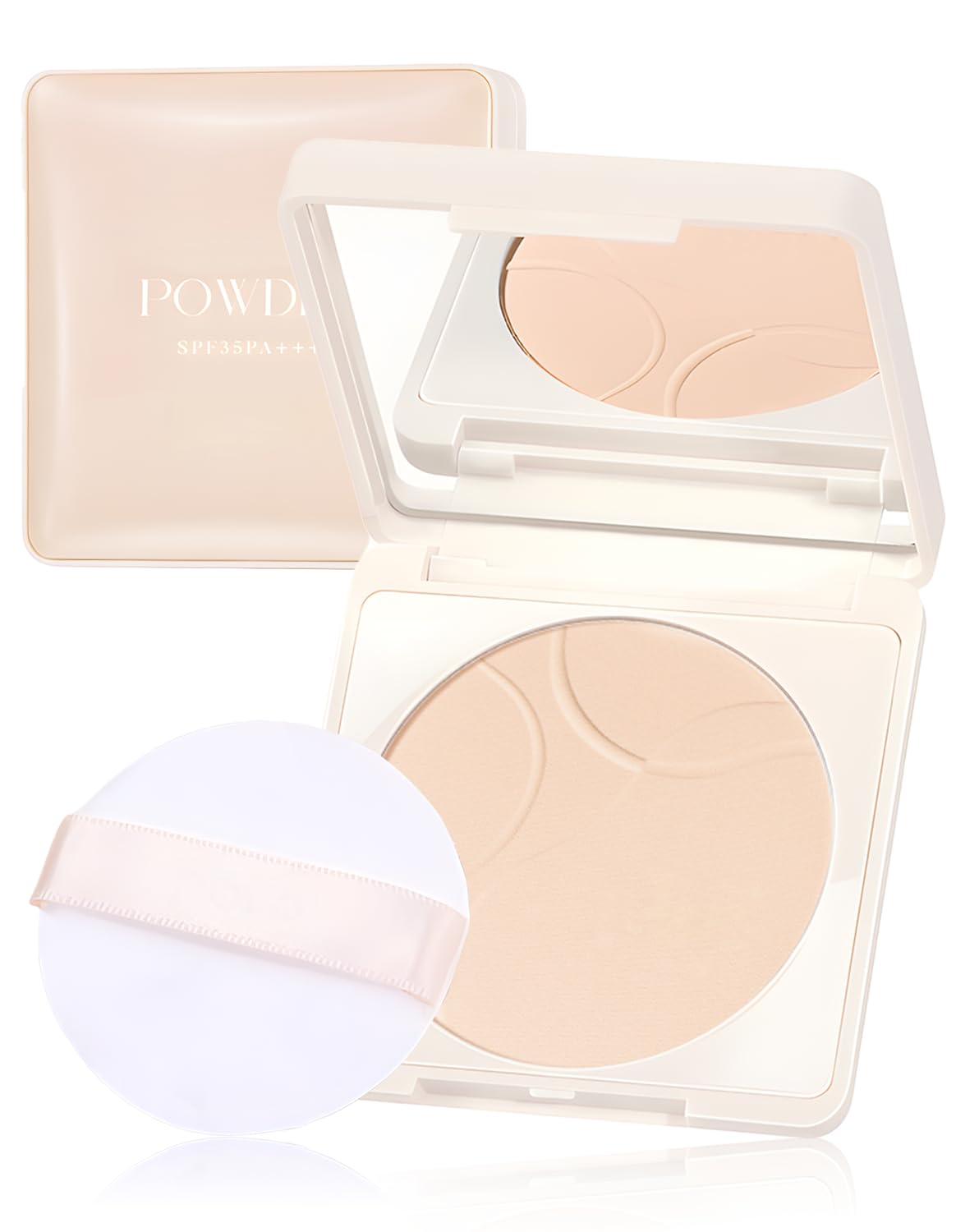 Pressed Mineral Powder Foundation Palette 4-in-1 SPF 35 Concealer Setting Makeup Matte Finish Lightweight Buildable Coverage Oil Control Sun Protection for Women Daily Use