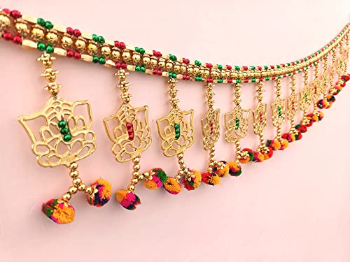Image of CREYENTES Torans For Entrance Door Swastik Home Decor Door Toran For Home Hangings Decoration And Office Decoration (Multi Colour) 3 Ft Bandarwal Toran(Patti Ganesh, 92 Cm)
