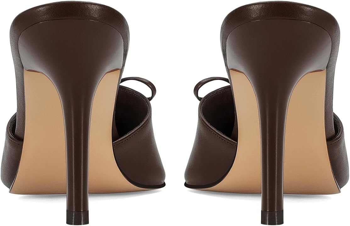 Dsevht Black Kitten Heels for Women Pointed Closed Toe Dressy Bow Heel Vintage Heeled Mules Sexy Pointy Studded Slip on Stiletto Pump Shoes - Image 7