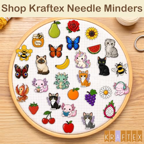 Image of Kraftex Magnetic Needle Minder. Needleminder for Embroidery & Sewing. Cute Needlepoint Accessories. Magnetic Needle Holder for Cross Stitch. Cute Magnet Pin Gift
