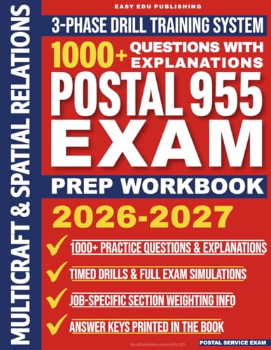 Postal Exam 955 Workbook: 1000+ Practice Questions for USPS Maintenance Test Drill-Based Prep for Maintenance Mechanic Electronics Technician & Building Equipment Exam with Answer Keys & Explanations cover