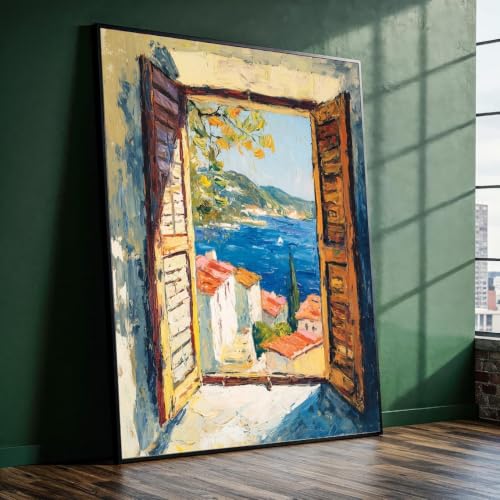 Peinture de village en bord de mer toile murale 60x90 paysages de Provence