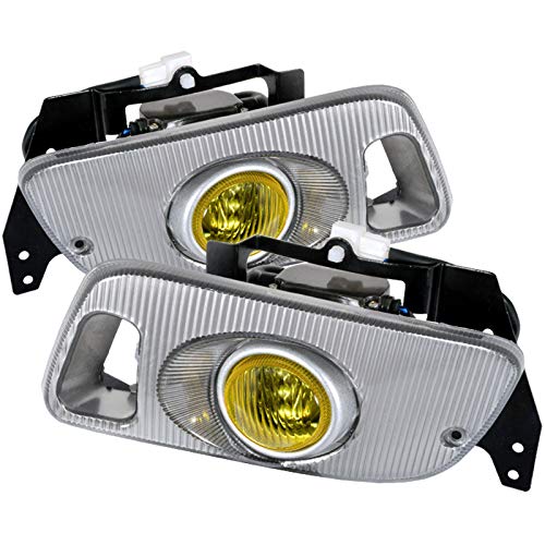 Carpartsinnovate Fit 92-95 Civic 2/3Dr Yellow Fog Driving Lights Bumper Lamps Kit+Switch