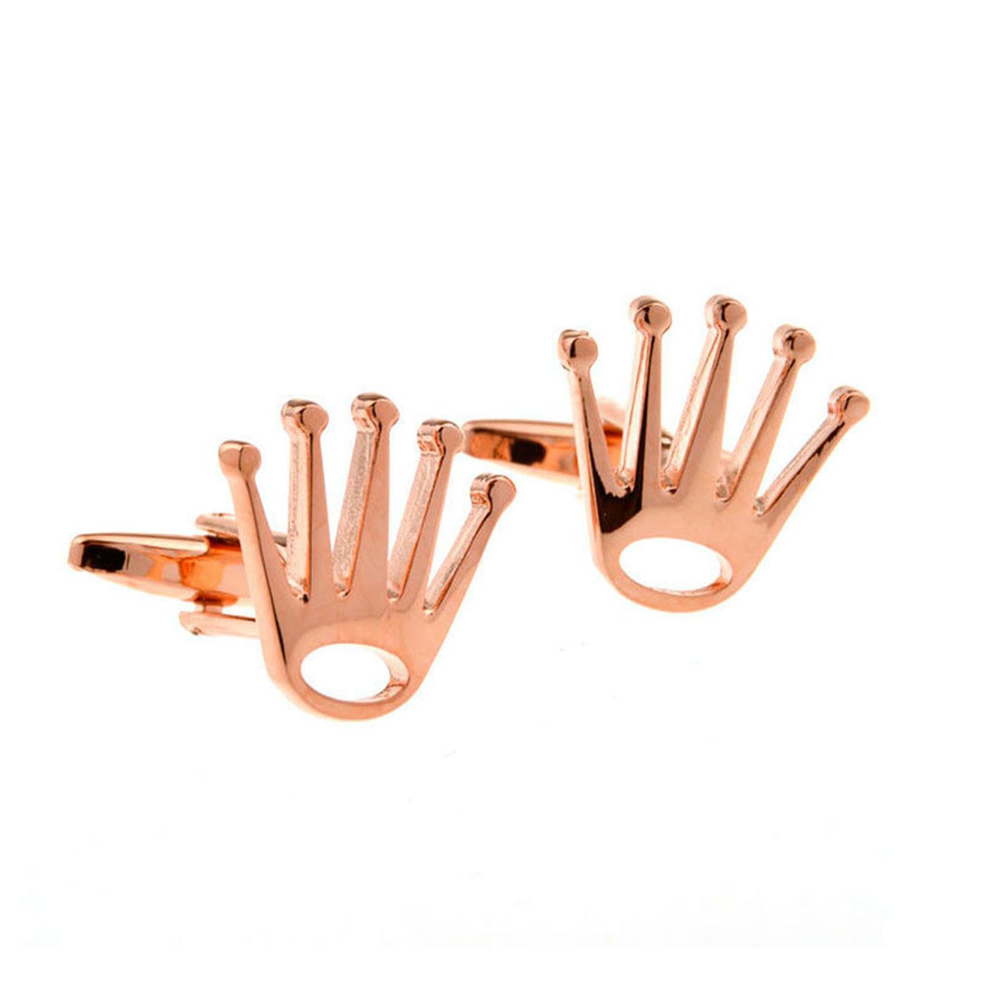 Syavr Men's Rose*18Mm Silver Crown Shaped Cufflinks, Studs, French Buttons