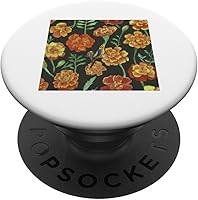 Vista 6 de Cockatiel Marigolds Yellow Orange Vintage Plant Pattern PopSockets MagSafe PopGrip for iPhone