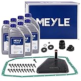 Lieferumfang: 1x Teilesatz, Ölwechsel-Automatikgetriebe - bestehend aus:, 1x MEYLE Hydraulikfilter, Automatikgetriebe, 1x MEYLE Dichtung, Ölwanne, 1x MEYLE Steckgehäuse, Automatikgetriebe-Steuereinheit, 7x 1L MEYLE Getriebeöl