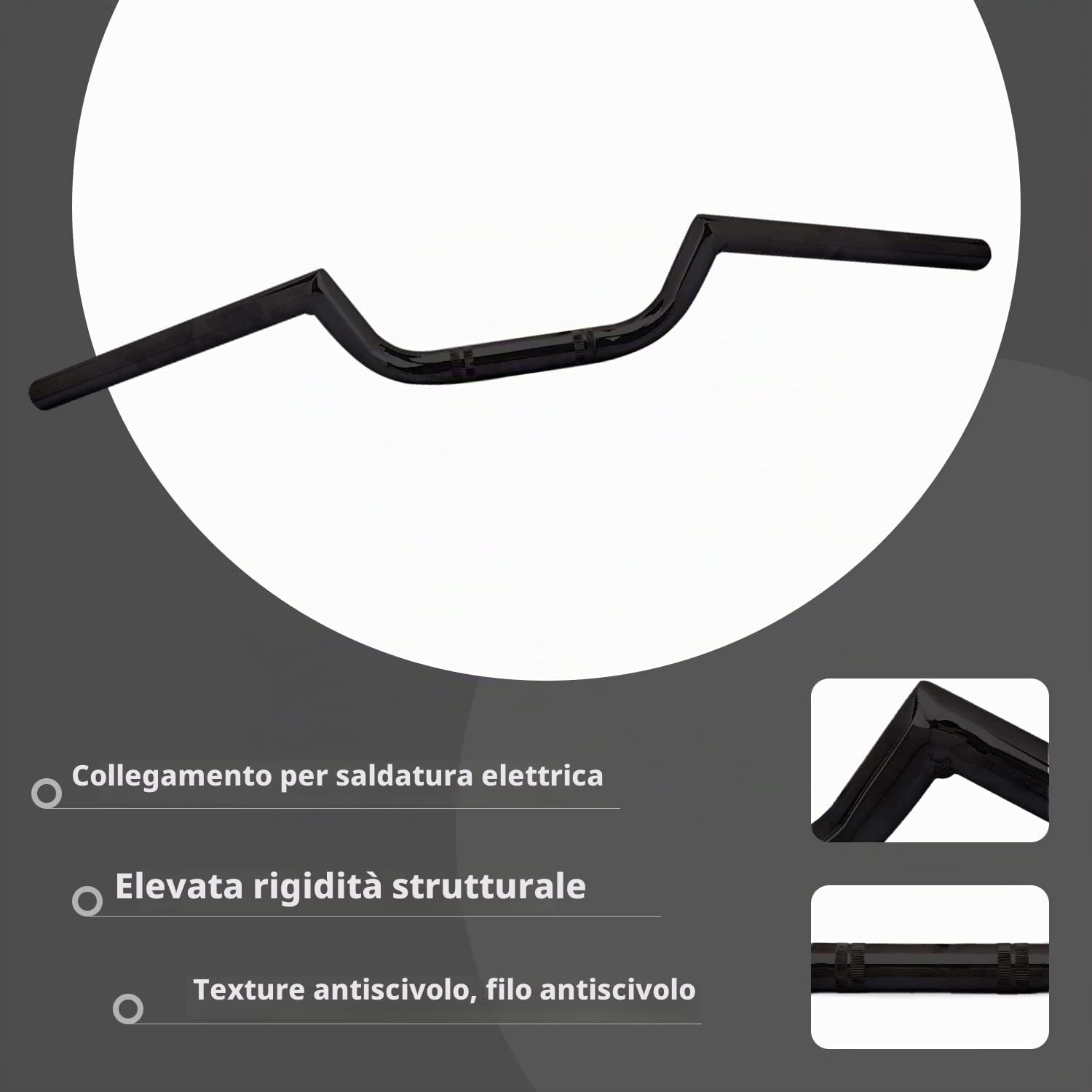 AnXin, manubrio per moto, 22 mm, stile Cafe Racer Ace Clubman, universale, per applicazione personalizzata Bobber, nero