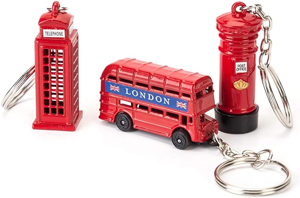 3 PCS SET BRITISH MINIATURE LONDON KEY RING BRELOCK DIECAST METAL KEYCHAIN SOUVENIR GIFT