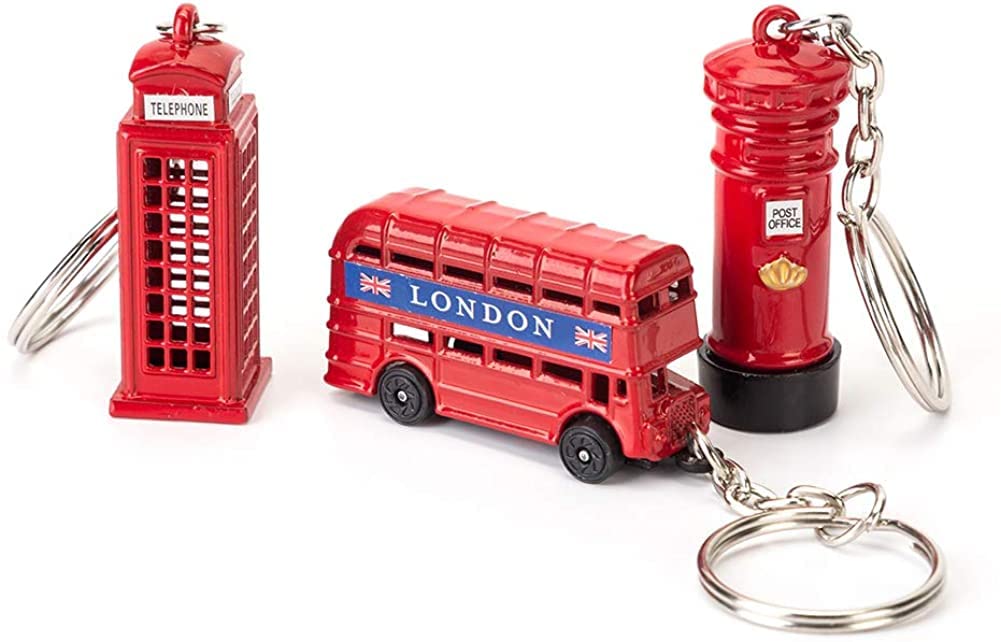 3 PCS SET BRITISH MINIATURE LONDON KEY RING BRELOCK DIECAST METAL KEYCHAIN SOUVENIR GIFT