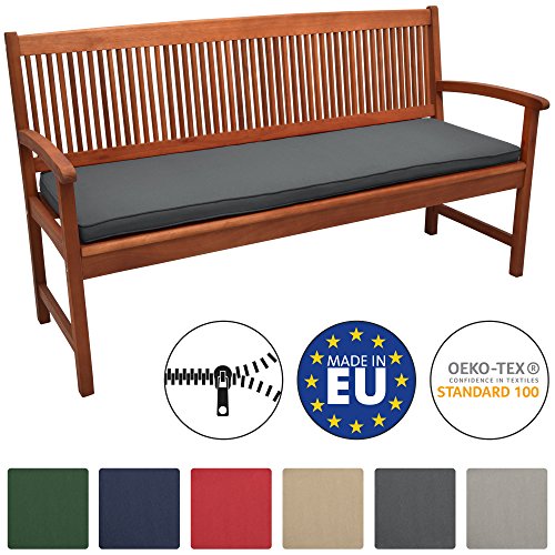 Beautissu Loft BK Auflage Bankkissen 100x48x5 cm Sitzkissen für Gartenbank Polster Auflage Gartenmöbel Polsterauflage mit Oeko-Tex Zertifikat - Kissen Graphitgrau