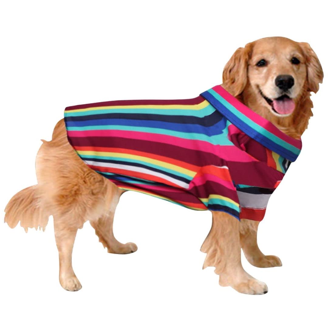 Sage Square Crazy Printed Dog Shirt, Trending Dog Shirt, Ultra Soft & Light Weight, Comfortable & Breathable Dog Apparel, Trendy Outfit (Medium - 18 inch) (Colorfull Stripes Print) (B0B61DGKZL) Amazon Price History, Amazon Price Tracker