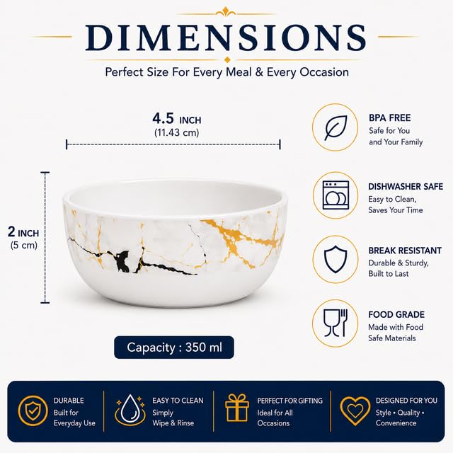 Image of Ariya 4.5 Inch Melamine Greek Bowls Black Gold Harmony Collection Set of 3