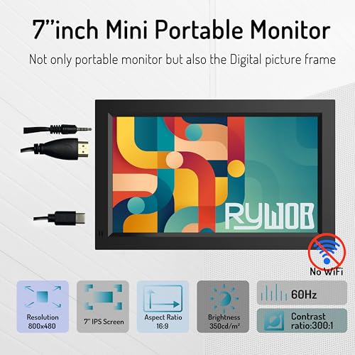 Image of 7 Inch Mini Monitor,TFT LCD Screen,HDMI /USB /Card /AV Input,Mini Monitor with Built-in Speakers and Remote,Multi-Function Mini Small Display for Raspberry Pi PC /TV /DVD