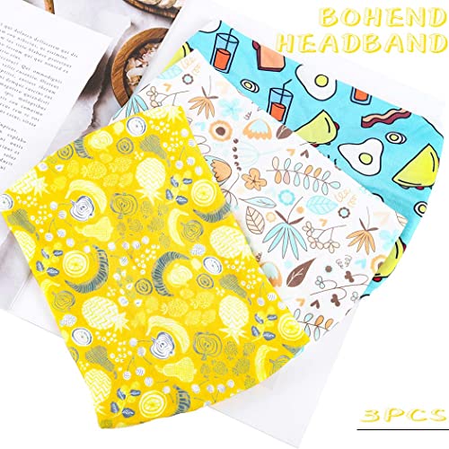 Bohend Girls Headbands Wide Knotted Hair Bands 3Pcs Non Slip Elastic Cute Head Bands Workout Yoga Sweatband Hair Accessories for Girls and Kids (H)2