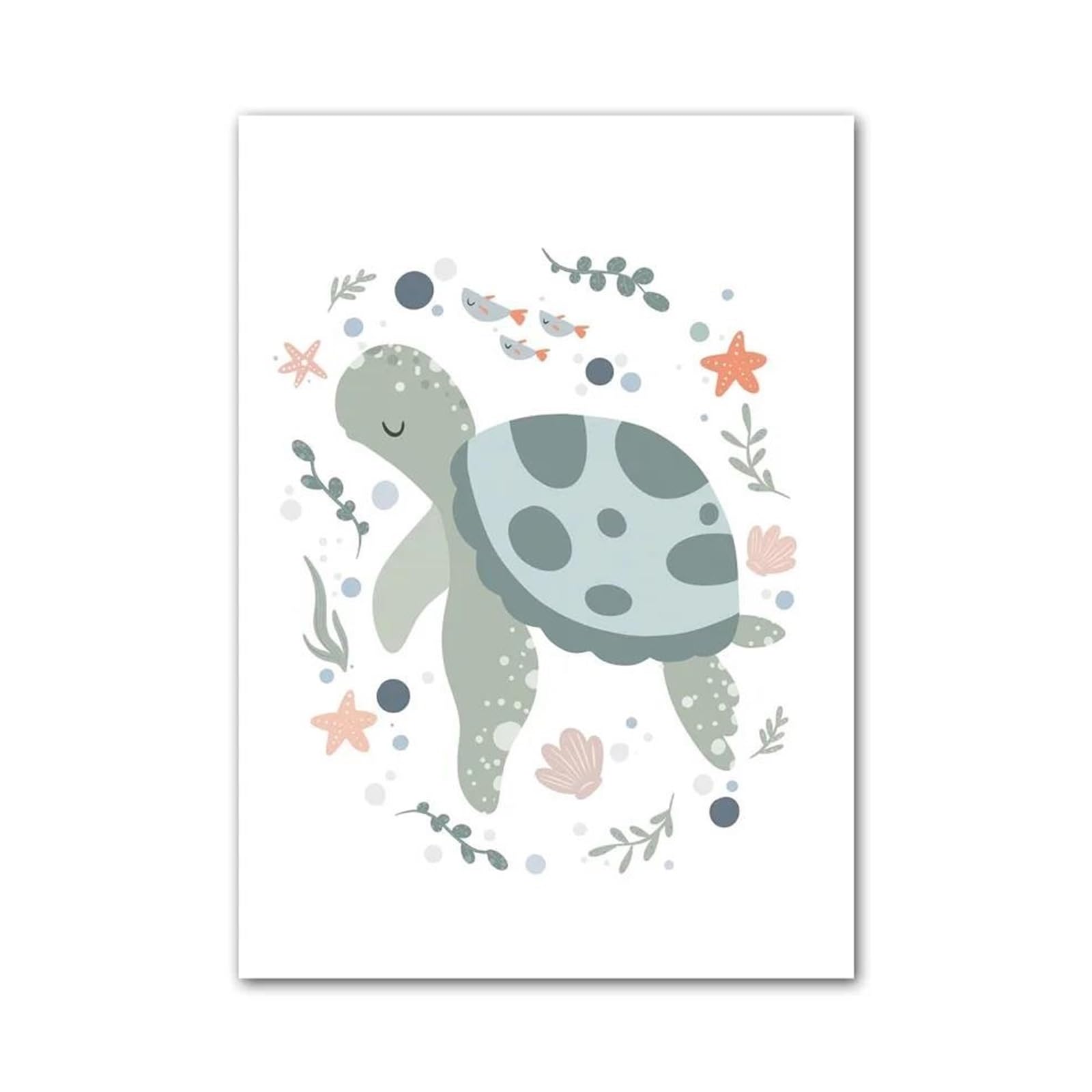 XENITE Wall Art Canvas Prints Marine Life Octopus Whale Turtle Kids Room Posters Prints Wall Art Picture Decor Nordic Nursery Canvas Painting(D,50x70cm)