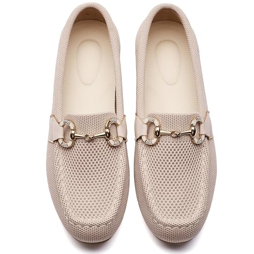 Image of Women's Knit Slip On Loafers - Breathable Mesh Flats with Memory Foam Insole & Arch Support, Non-Slip Comfortable Shoes for Work Office Commute, Driving, Casual Daily Walking (Wide Foot Friendly)
