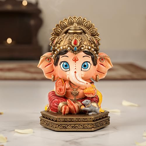 Image of Artarium Bal Ganesha Idol Resin Murti Lord Ganesha Statue Handcrafted Vinayaka Idol for Car Dashboard Home Mandir Office Desk Spiritual Decor Gift (Cute Bal Ganesha Idol - Multicolor)