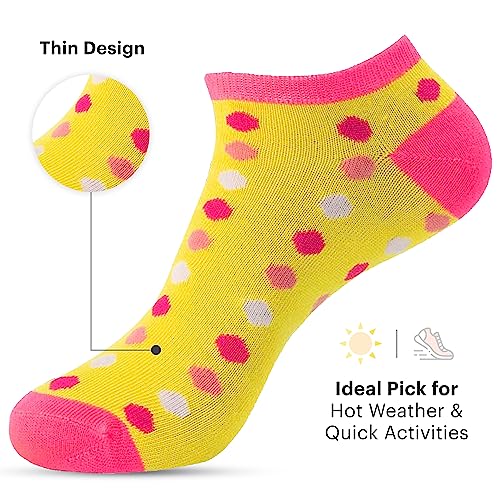 HOT FEET Thin Ankle Socks for Women & Girls – Fun & Cute Low Cut Athletic No Show Socks for Teen Girls. 6, 8, 18 PK Size 4-102
