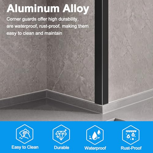 Image of 4Pack Aluminum Metal Corner Protector, 45″x 1″ Peel and Stick L Molding Corner Guards with 90 Angle, for Wall Door Frame Cabinet Furniture Baseboard Protection and Decoration (Black)