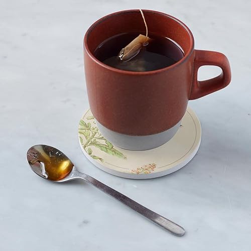 Miniatura 4 de F - Letra del alfabeto floral de cabaña, decoración del hogar Joyride, posavasos de cerámica individual, posavasos circulares individuales de 4