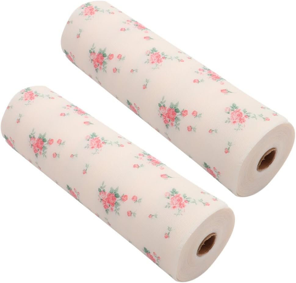 Shelf Liners for cabinets, Drawer Liners,Shelf Liners for Kitchen Cabinets, 2 Roll 30cmx5m Rose Flower Printed Non-Adhesive Drawer Liner Cupboard
