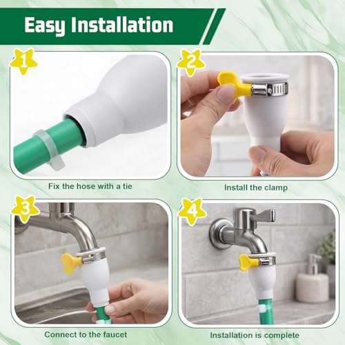 Innconee Faucet Hose Adapter for Sink - 10FT Silicone Tube with Adjustable Faucet Connector, Stainless Steel Clamp & Zip Tie, Sink to Bucket Water Transfer Attachment for Cleaning and Outdoor Use by Innconee - Used condition - Image 5