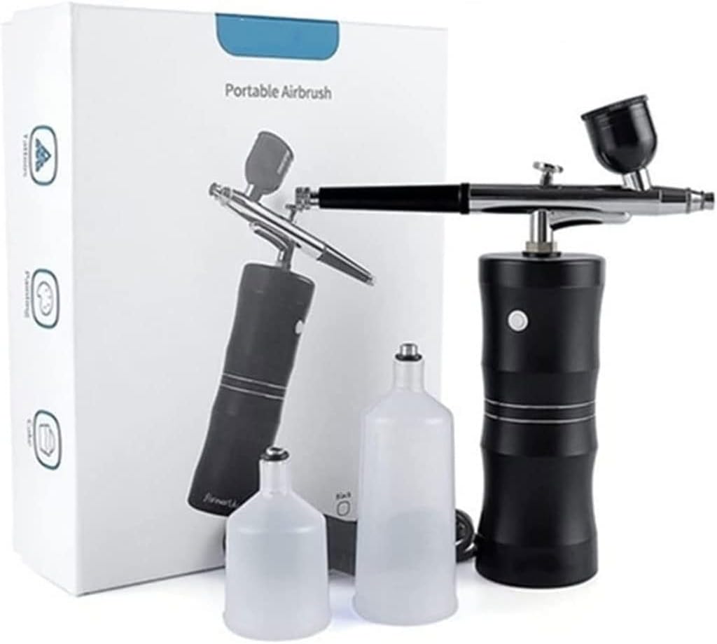 Airbrush Kit Airbrush Kit Mini Facial Airbrush Compressor Kit Air-Brush Spray Gun for Nail Art Paint Cake Makeup for Nail Art, Makeup, Painting, and Cake Decorati(Yellow)