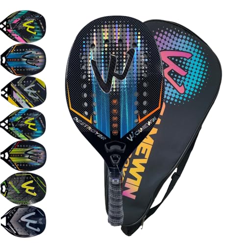 Raquete Beach Tennis Carbono 3K Profissional Com Capa Protetora Leve e Equilibrada (Destroyer Azul)