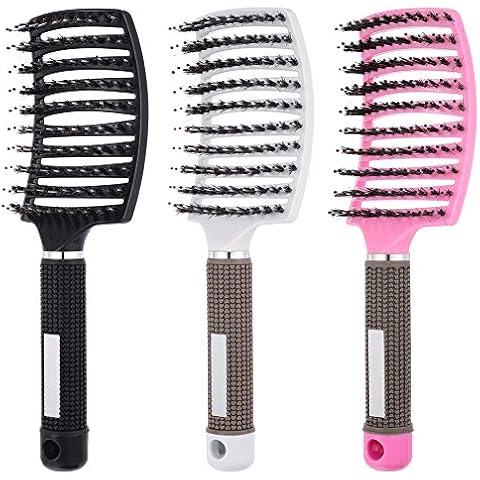 3 Stücke Entlüftete Entwirrende Haarbürste Wildschweinborsten Gebogene Haarbürste Detangling Haarstyling Bürste für Styling Hair Brush Set Cover