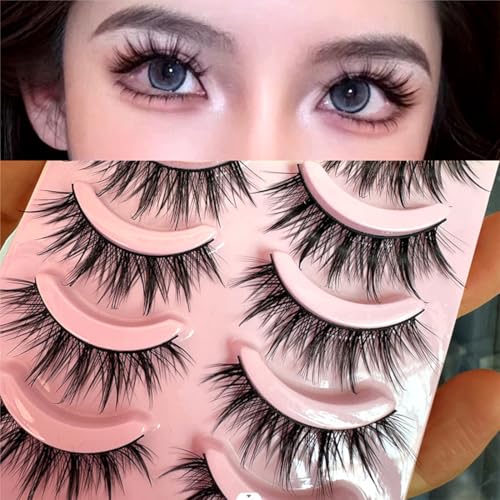 SIVZUMO 10 pares de pestañas postizas, pestañas de manga naturales, Ciglia Finte, Anime Fake Lashes, wispy, visón artificial con pico, pestañas postizas