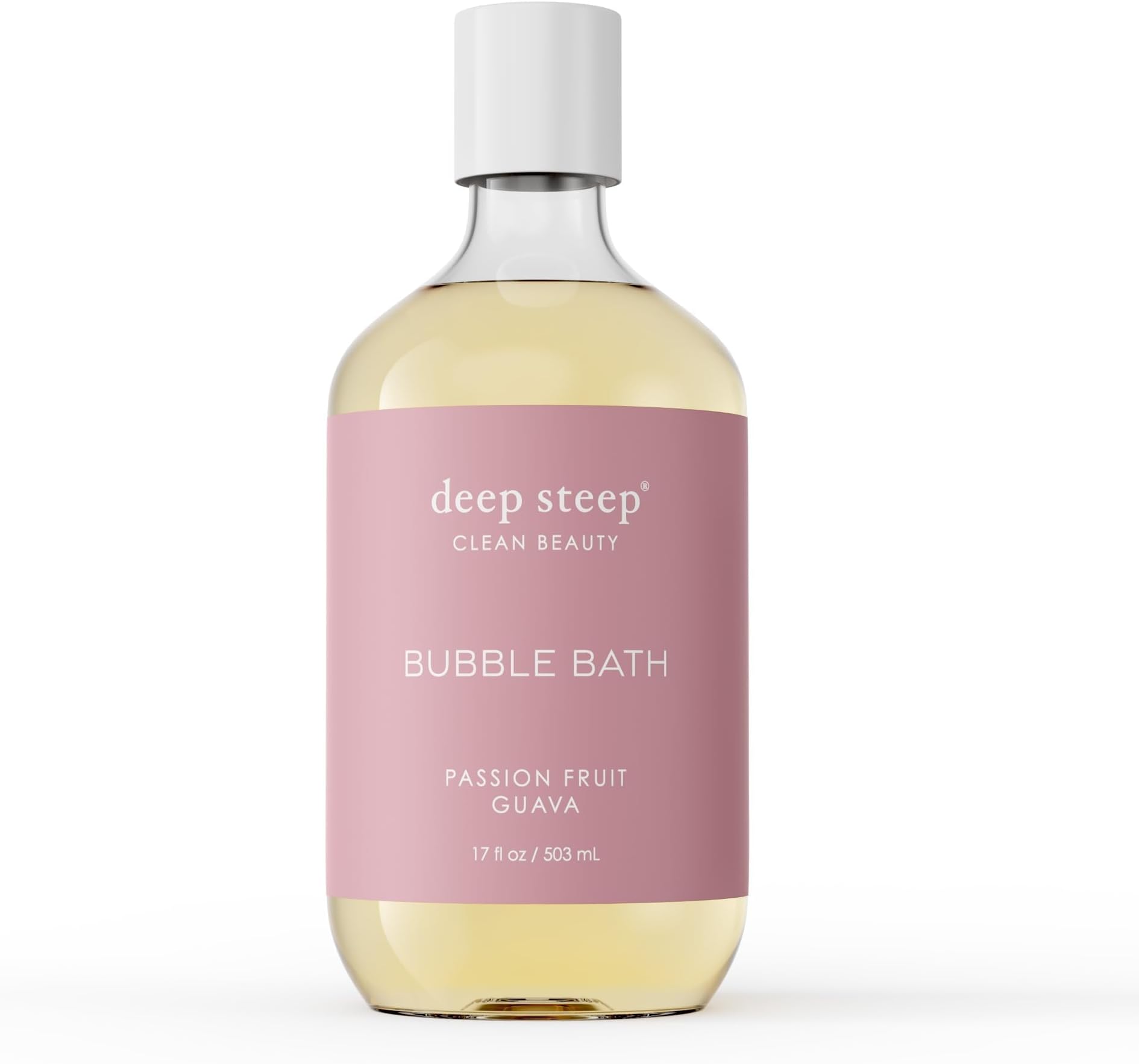 Deep Steep Passionfruit Guava Bubble Bath for Women, Hypoallergenic, Clinically Tested, Clean Formula for Sensitive Skin, Sulfate-Free, 17 fl oz Bottle, Essential Bath Accessories