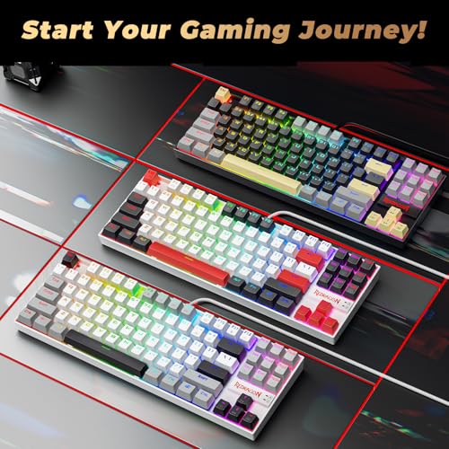Image of Redragon K552P Mechanical Gaming Keyboard TKL with 18 Backlight Modes, Hot-Swappable Red Switches, 87-Key Compact Ergonomic Design, N-Key Rollover & Software Programmable Macro - RGB, Black
