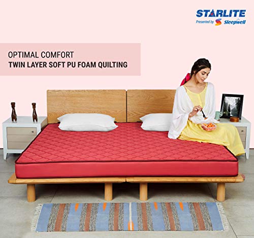 Image of Sleepwell Starlite Splendor 5-inch Medium Double Size Foam Mattress (72*48*5 Inches)