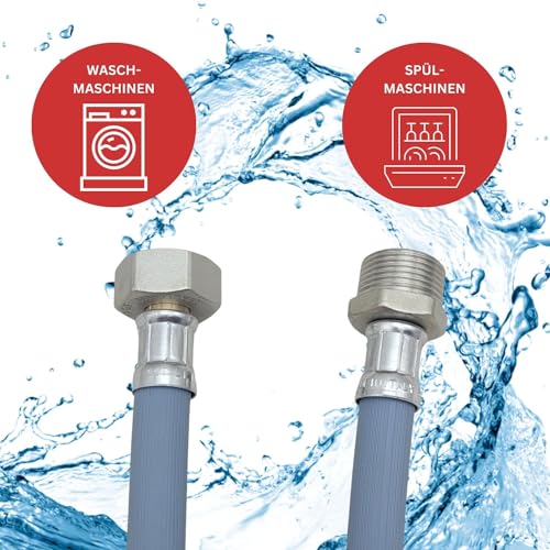 LICHTBLAU Zulaufschlauch Verlängerung mit Metallgewinde I 1,0m I Waschmaschine Geschirrspüler Anschluss I 3/4 Zoll I Verlängerung für Wasserzulaufschlauch universell verwendbar Hersteller unabhängig
