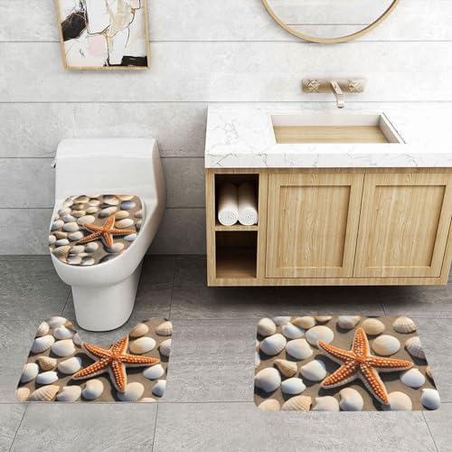 Tapis de salle de bain motif étoile de mer BROLEO 61x41cm lot de 3