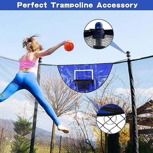 Trampoline Basketball Hoop with 3 Mini Ball and Pump, Breakaway Rim for Safe Dunking, Waterproof Sunscreen Soft Materials, Easy to Install, Trampoline Accessory for Kids Adults Indoor Outdoor Use 3