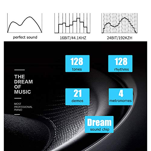 Nikomaku Digital Piano 88 Keys Foldable Portable Piano Keyboard Electric Keyboard Piano Folding Midi Semi-Weighted Touch Sensitive Keys Full Size Keys Touch Response 128 Rhythms 128 Tones Swan X Black #TOP4