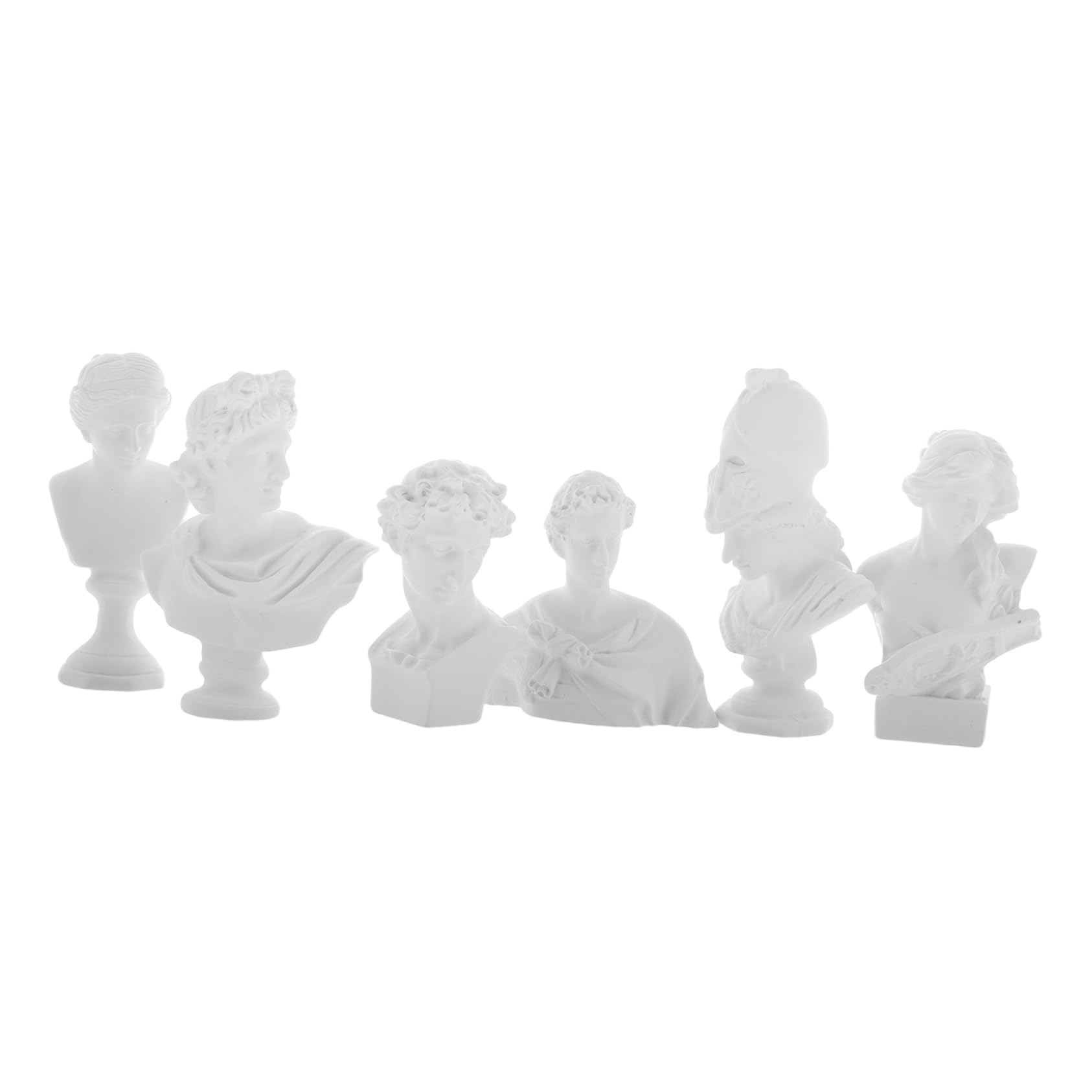 CORHAD 6pcs Doll House Decoration Mini Athena Figurine Art Bust Apollo Statue Small Mythology Sculpture Goddess Statue Mini Plaster Sculpture Desk Decoration Plaster White
