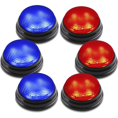 BEAN LIEVE 6 Pack Game Jeu Buzzer avec 2 lumières et Sons différents, des Boutons de Buzzer de Quiz Show, Parfait pour Les Nuits de Trivia familiale et...