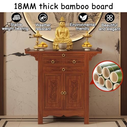 Table d'autel bouddhiste meuble de rangement pour coin zen ordonné