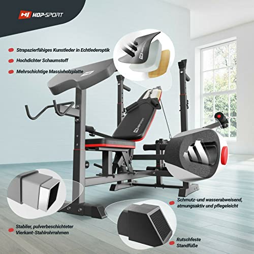 Hop-Sport Multifunktions Hantelbank HS-1075 Kraftstation Trainingsbank Fitnessstation – Bild 5