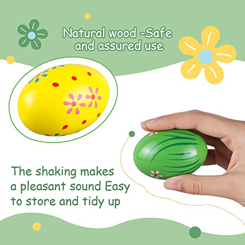 Looikoos Wooden Egg Shakers Maracas Percussion Musical For Party Favors Easter Basket Stuffers For Babies Shaker Eggs For Toddlers(12Pcs) #TOP2
