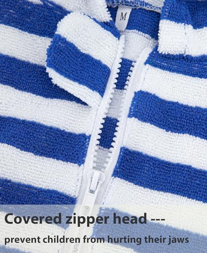 MissShorthair Kids' Hooded Towel Poncho with Zipper Beach Cover-Up with Pocket Swim Towel Robe for Boys & Girls4