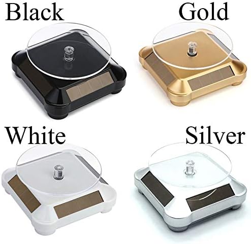 SagaSave 360 Degrees Solar Power Display Stand, Rotating Turntable Product Display Rotary Table for Watch Phone Jewelry Display Supermarkets, Advertising (Round - White) image 3