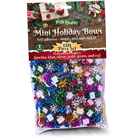 Small Christmas Bows for Gift Wrapping - 120 pieces Gift Bows for Christmas Gifts. Transform Every Gift into a Masterpiece. Elevate Your Home Decor And Presents for Christmas, Birthdays, Anniversaries Cover