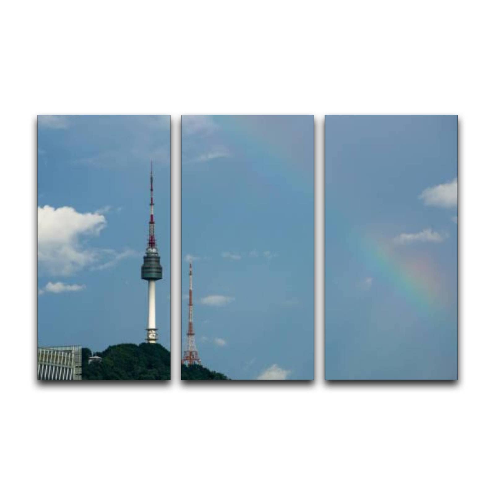 3 Piece Canvas Pictures Wall Art Blue sky and white clouds feel so wonderful senery with after rainy Stretched & Framed Painting Posters Artwork Home Decor for Living Room Bedroom Ready to Hang