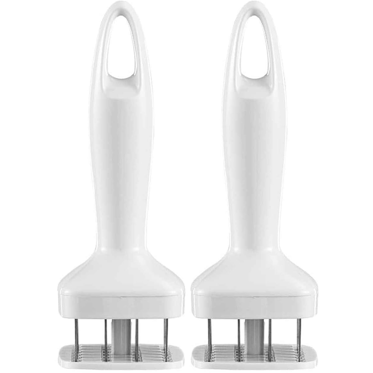 QCQHDU Stainless Steel Meat Tenderizer,2PC Meat Grinder,21 Blades Meat Tenderizer Tool for Tenderizing Steak Chicken,White